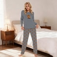 thumbnail image 2 of Women's Pajamas Highland Cattle Printed Crew Neck Tops Trousers Nightwear Womens Homewear, 2 of 4