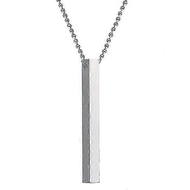 Collar con barra vertical de acero inoxidable plateado, regalo para hombre y mujer.