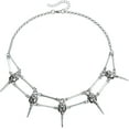 thumbnail image 7 of Vintage Silver Skull Bird Head Choker Necklace, Gothic Retro Evil Skull Pagan Wizard Magic Mystery Necklace, Unique Thorn Rivet Halloween Jewelry Gift, 7 of 7