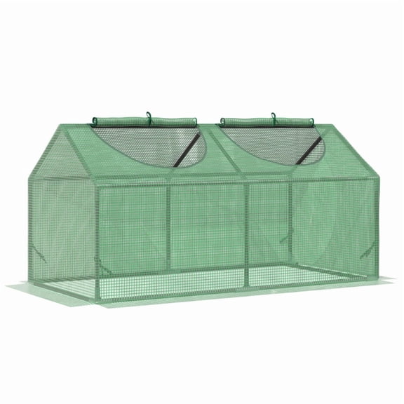 Alvantor Greenhouse Mini Greenhouse with PE Cover & Roll-Up Windows 47.2"x23.6"x23.6" Green