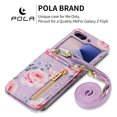 thumbnail image 5 of Allytechgroup Floral Series Galaxy Z Flip 5 Case Wallet - Fashionable Phone Case for Samsung Galaxy Z Flip 5 with Card Slots and Crossbody Shoulder Strap, Purple, 5 of 12