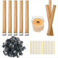 thumbnail image 1 of 200 Sets Double-Layered Wooden Candle Wicks and Stands 5.1x0.5 Inch Natural Candle for Candles Making,Wooden Candle Wick,1set * wick stickers, 1 of 8