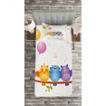 thumbnail image 3 of Ambesonne Birthday Party Quilted Bedspread Set 2 Pcs, Owls Sitting Branch, Twin Size, Multicolor, 3 of 3