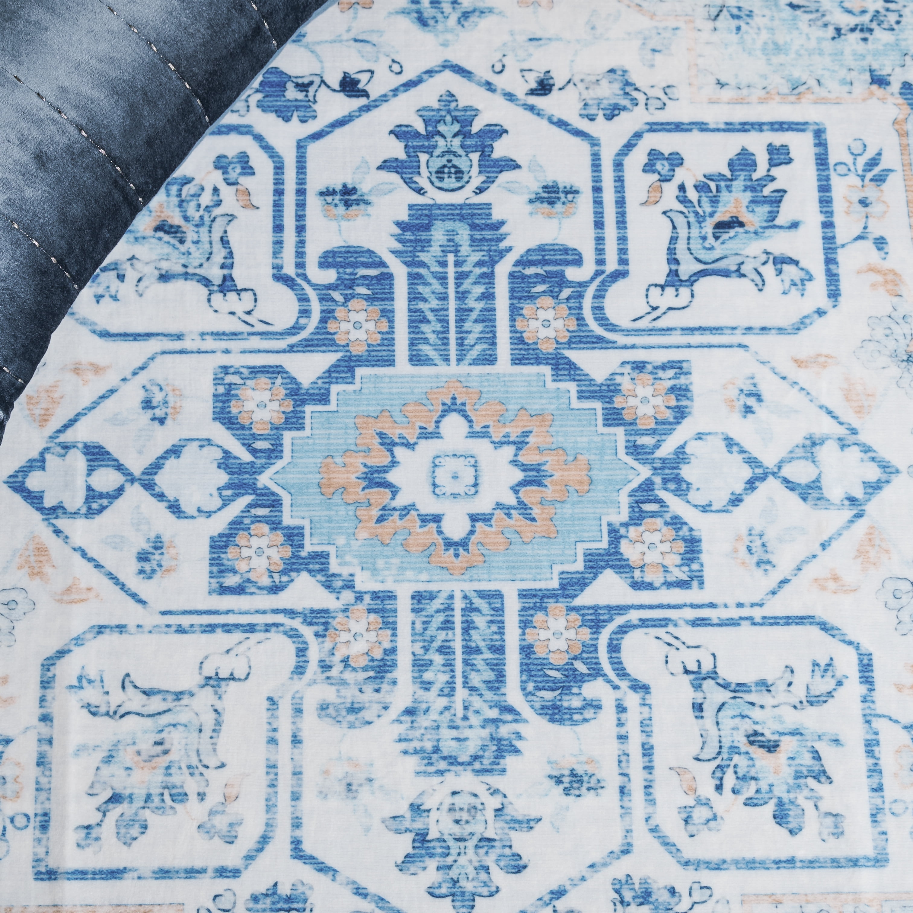 SAFAVIEH Arizona Thames Oriental Machine Washable Area Rug, Light Blue/Blue, 8' x 10'