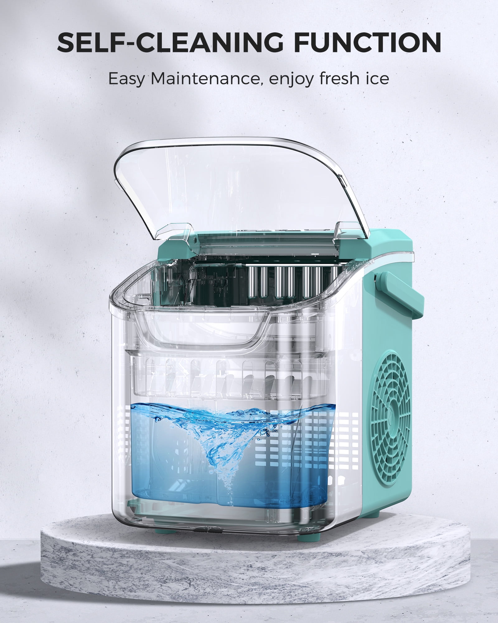 CRZOE Ice Maker Machine For Countertop, Portable Ice Maker Machine With Handel, Self-Cleaning Ice Maker, 26Lbs/24H, 9 Ice Cubes Ready In 8 Mins, For Home/Office/Kitchen