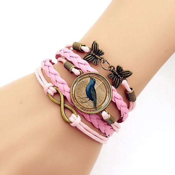 TopLLC Bracelets Bird Time G-em Woven Bracelet Infinite Sym-bol Multilayer women Bracelet