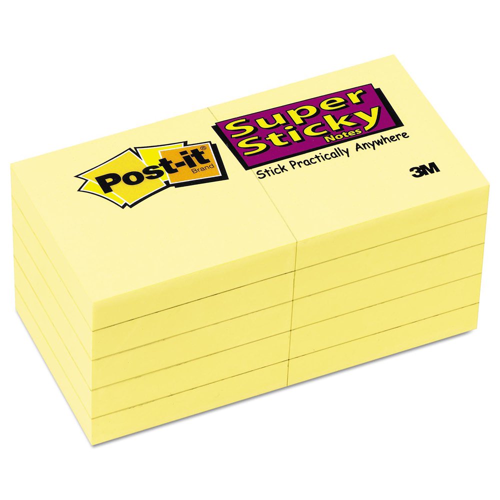 Postit Notes Super Sticky Canary Yellow Note Pads, 17/8 x 17/8, 90
