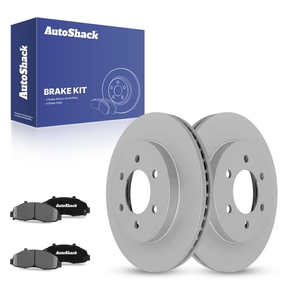 AutoShack 13" (330.2 mm) Front Vented Brake Rotors Coated   Ceramic Brake Pads | Replacement for 2004 Ford F-150 | 6-PC Brake Kit | ArmorStop