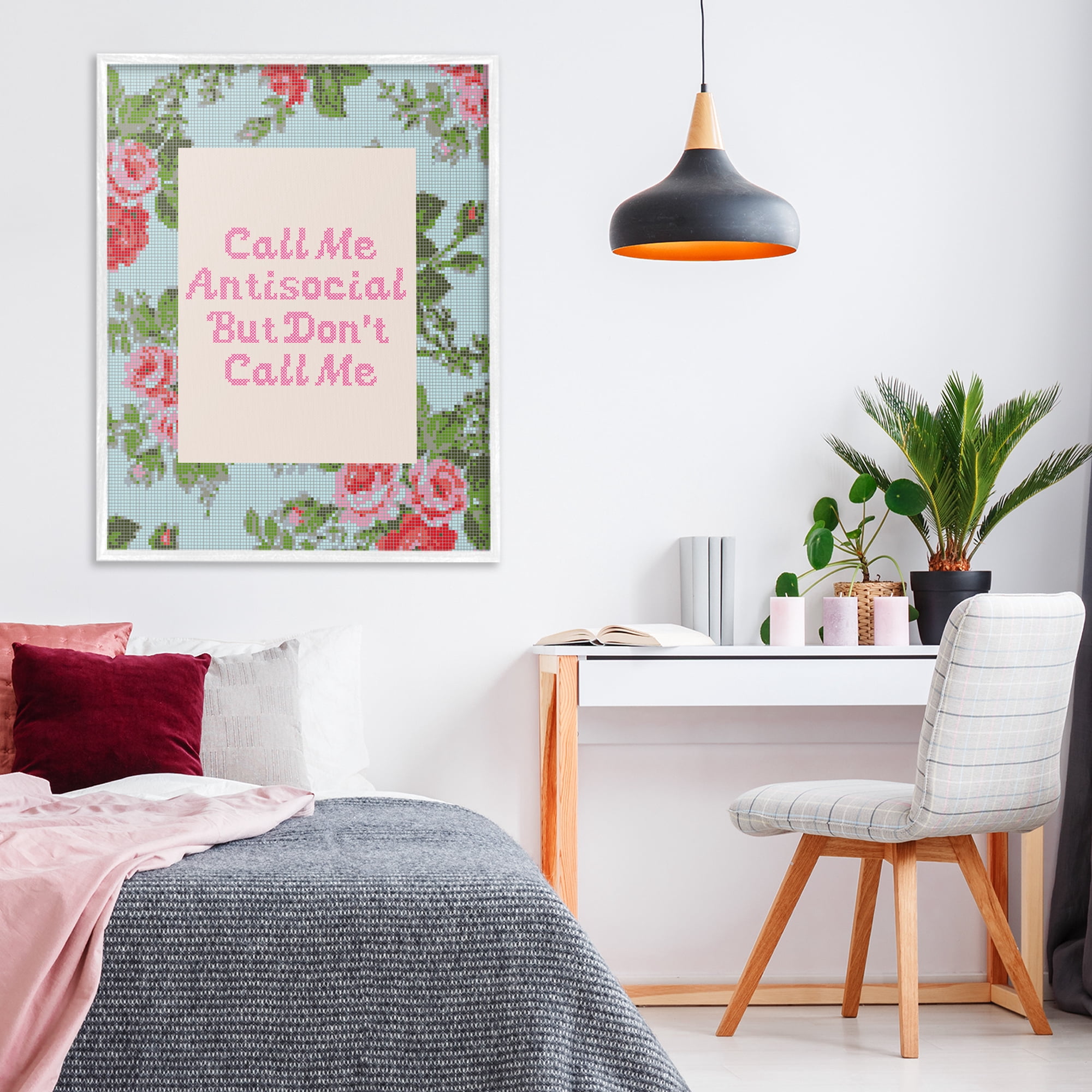 Stupell Industries Don't Call Me Vintage Florals White Framed Giclee Art, design by Lil' Rue