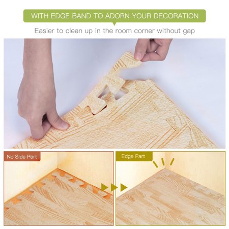 Greensen 9pcs Imitation Wood Soft Foam Exercise Floor Mats Gym Garage Home Kids Play Mats Pad Foam Gym Floor Mats Home Floor Mats