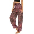 thumbnail image 3 of SWSMCLT Women's Boho Harem Yoga Pants Indian Smocked Waist Baggy Bohemian Buddha Gypsy Balloon Pocket Thai Hippie Beach Print Bloomers LoungeTrousers A-Patterned13 Small-Large, 3 of 5