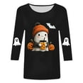 thumbnail image 6 of Jkety Halloween 3/4 Sleeve V Neck Shirts Fall Halloween Funny Skull Graphic Length Sleeve Top Spooky Season Tees Women Tshirts(Black,XL), 6 of 6