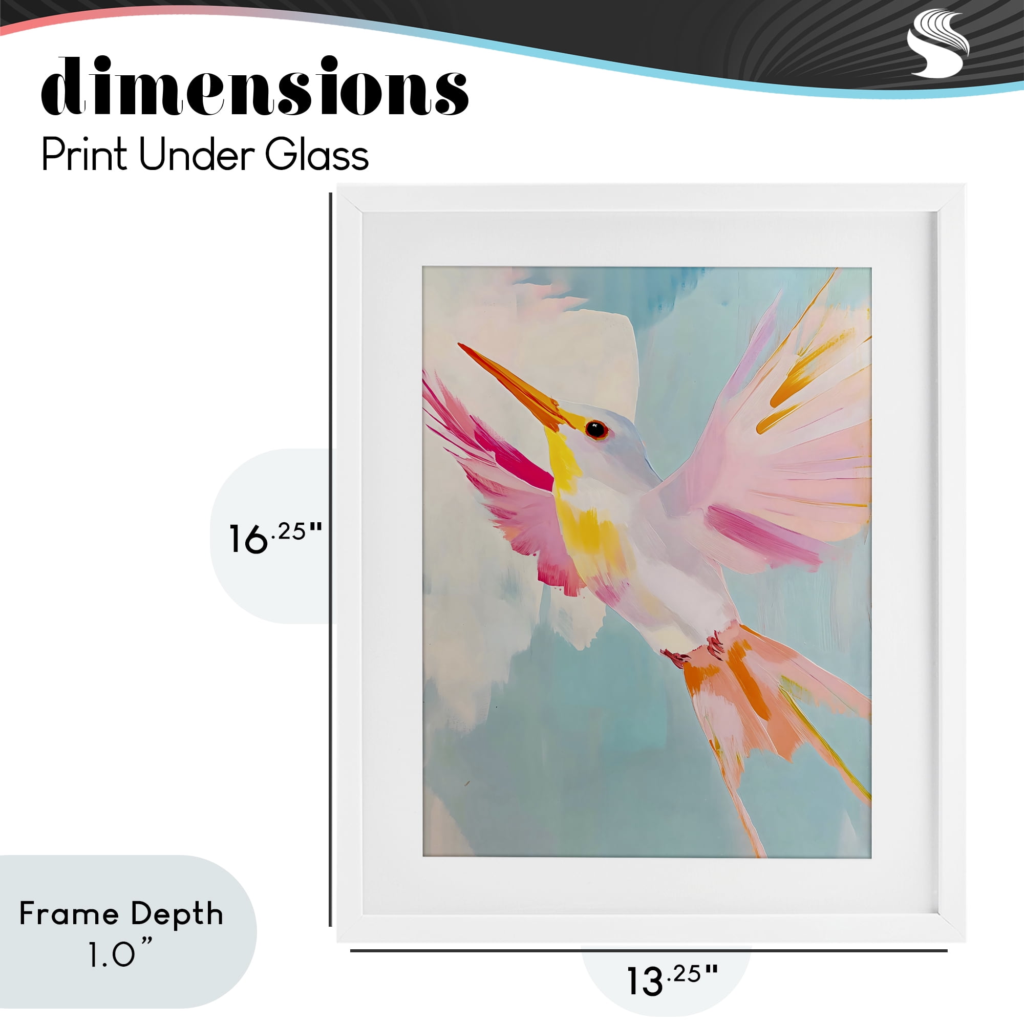 Stupell Industries Pastel Hummingbird Soaring White Framed Print Under Glass, design by The Prints Vibe