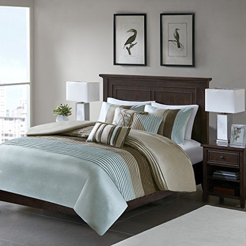 Madison Park Amherst Duvet Cover Fullqueen Size Blue Taupe Madison Park Amherst Duvet Cover Fullqueen Size Blue Taupe Pieced Stripes Set 6 Piece Ultra Soft Microfiber Light Weight Bed Comforter
