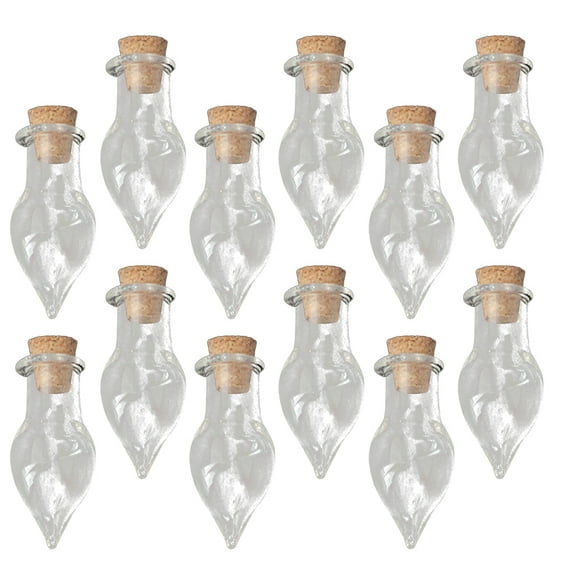 FRCOLOR 64 pcs  Mini Glass Bottles with Cork Teardrop Shaped Glass Jars for DIY Crafts