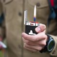 thumbnail image 4 of YIKA Intelligent Induction Butane Lighter Windproof Double Flame Lighter Transparent Visible Oil Window Multiple Ignition Adjustable Flame G, 4 of 5