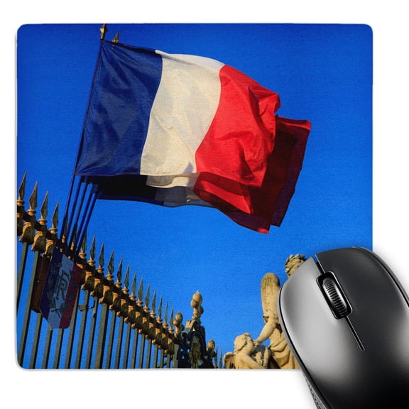 3dRose, An angel statue and Flag at the Chateau Versailles, Versailles, France, MousePad