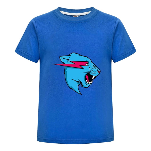 Camiseta MrBeast Niño Niña Verano Algodón Playera Pantera Azul Infantil Regalo Moda Casual Fans Ropa Fresca Estampada Diario