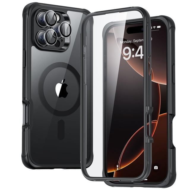 Funda de teléfono ESR para iPhone 16 Pro Max con vidrio templado negro