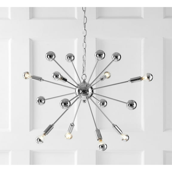 JONATHAN Y Glenn 8-Light 22.5" Metal Sputnik-Style LED Chandelier, Chrome, JYL9017A