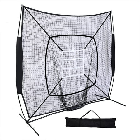 Pitching Target Net UBesGoo 7'x 7' Baseball & Softball Hitting, Pitching, Batting and Catching Net, With Carry Bag, Strike Zone Target, for Indoor & Outdoor Skill Training, Black ()