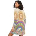 thumbnail image 2 of FORMRS Womens Long Sleeve Nightgowns Crew Neck Sleep Shirt Soft Pajamas Sizes S-3XL, Beige Rainbow, 2 of 8