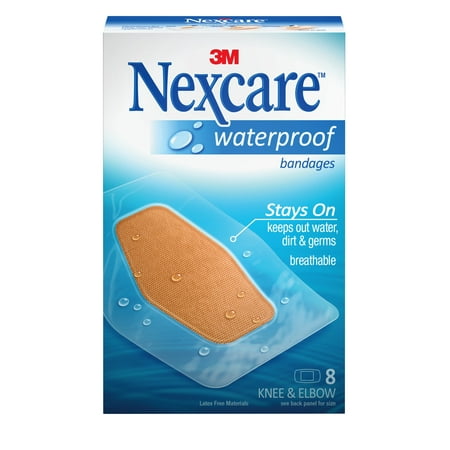Nexcare Waterproof Bandages, Knee and Elbow, 8