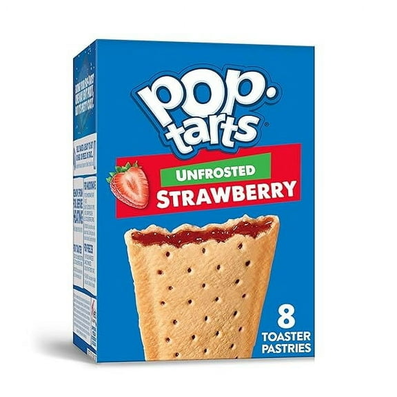 Pop-Tarts Toaster Pastries, Breakfast Foods, Kids Snacks, Unfrosted Strawberry, 13.5oz Box (8 Pop-Tarts)