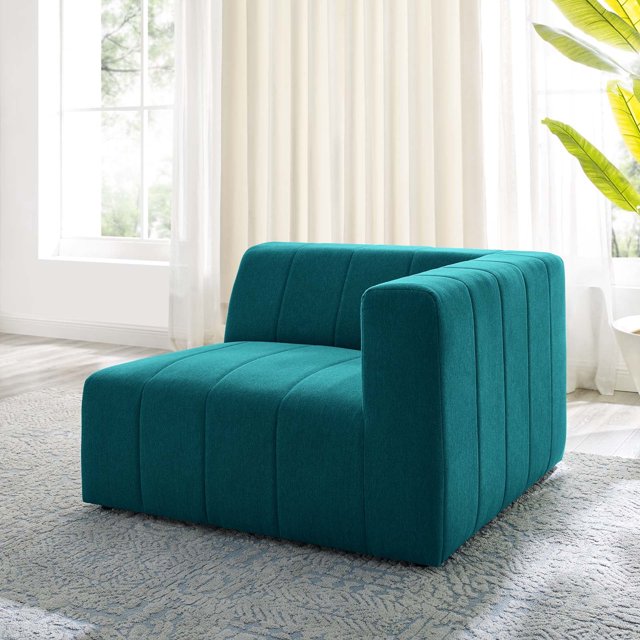 Modway Bartlett Upholstered Right Arm Chair, Teal Blue