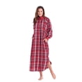 thumbnail image 3 of Metropolitan Womens Long Sleeve Flannel Nightgown Zippered Housecoats for Women - Red, Medium, 3 of 7