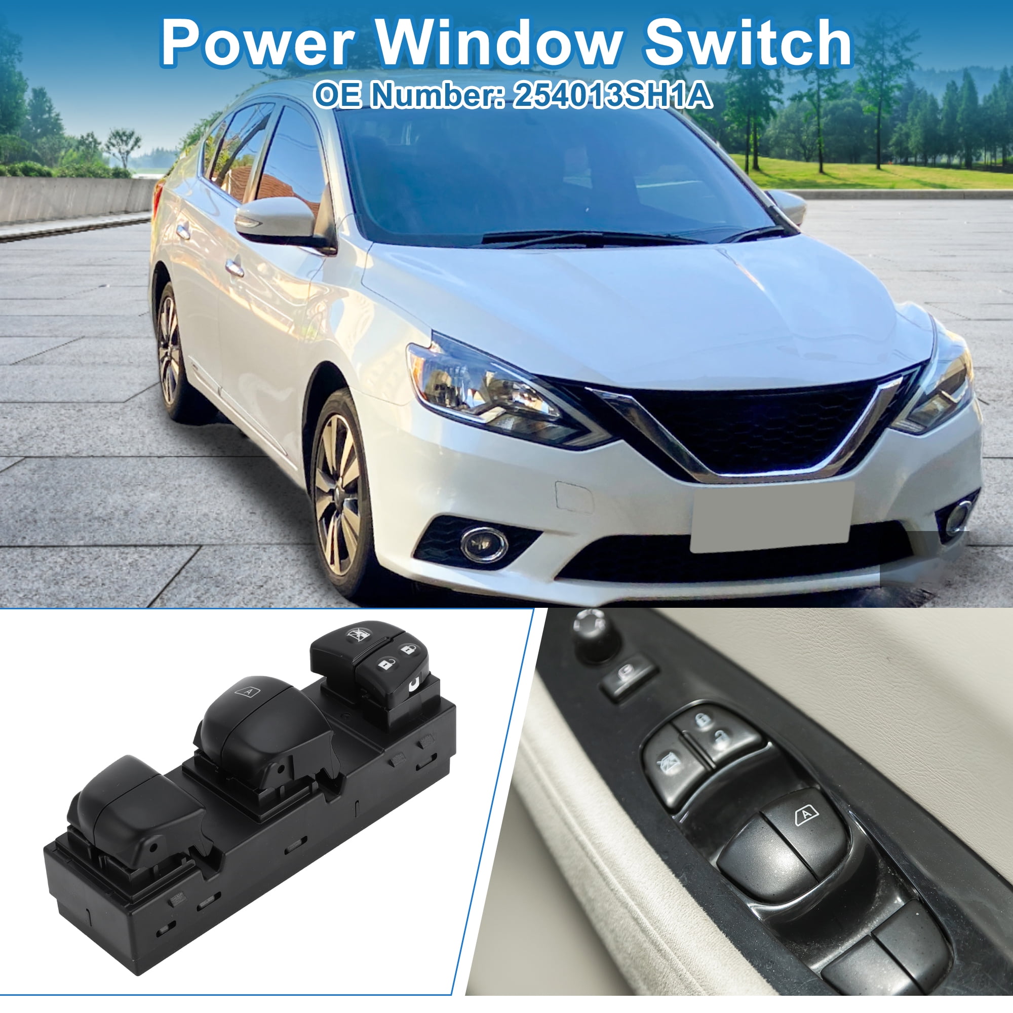 Unique Bargains Power Window Switch No.254013SH1A for Nissan Sentra 2013-2019 Black