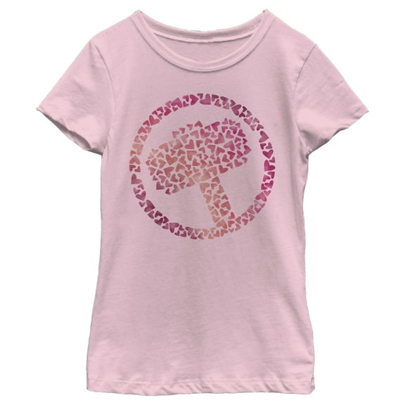Girl's Marvel Thor Heart Hammer Graphic Tee Light Pink X Small