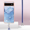 thumbnail image 3 of Mantto for Google Pixel 6a Case, with Lanyard Adjustable Strap, Marble Pattern Soft TPU Bumper Hard PC Back Shockproof Protective Glossy Stylish Durable Phone Case for Women Girls,Blue, 3 of 7
