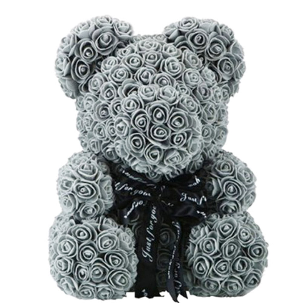Rose Bear Grey 40cm Teddy Large Birthday Wedding Girl's Mom's Valentine Gift UK 