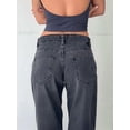 thumbnail image 5 of Women Baggy Jeans Mid-Low Waist Boyfriend Streetwear Vintage Jeans Wide Leg Denim Pants Black & Gray XL, 5 of 8
