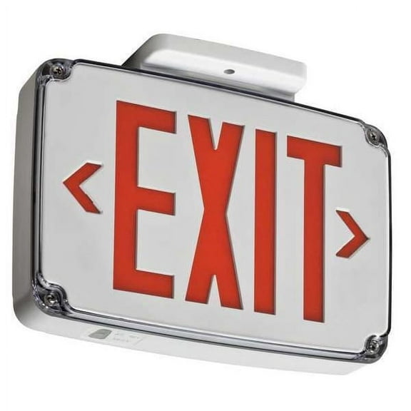 Exit Sign, White, 2 Face(s), LED, Universal Mount, Not Battery Powered