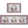 thumbnail image 2 of Kitchen Rug Mat Christmas Tree Bicycle Farmhouse, Set of 2, Anti-Fatigue Non-Skid Washable Kitchen Runner Rugs, Winter Vintage Wood Plaid Soft Comfort Rug for Kitchen, Floor, Front of Sink, Laundry, 2 of 6