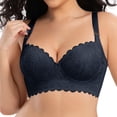 thumbnail image 4 of Gkeoshab Women's Bras Women's Thin Cup Lace Underwire Bra Side Control & Shaping Full Coverage Minimizer Bralette Black M, 4 of 8