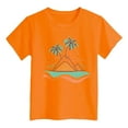thumbnail image 3 of Girls Tshirts Children Tropical Island Graphic Tee Short Sleeve Beach Daily Top Girls Tops Orange 5-6 Years, 3 of 5