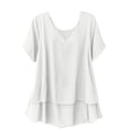 thumbnail image 3 of jobturf Womens Tops Trendy Loose Cotton Linen V Neck T Shirts Summer Comfy Basic Tees Holiday Beach Vacation Short Sleeve Blouses S-XXL, 3 of 9