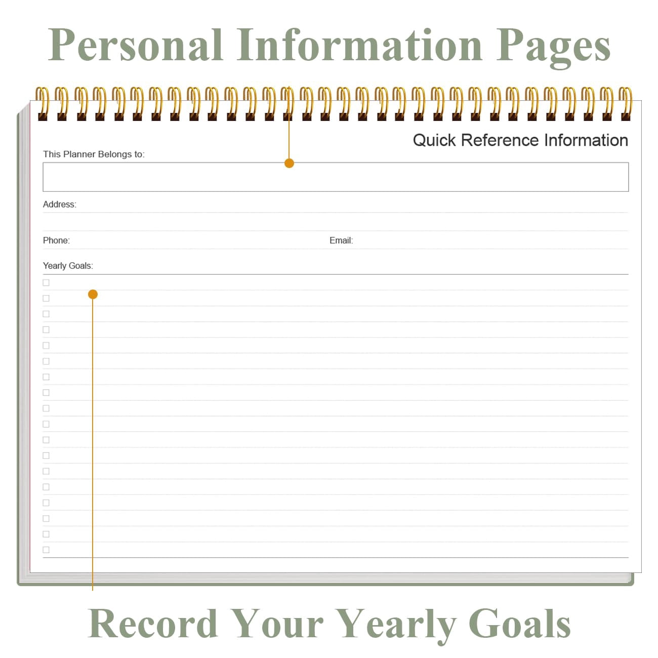 Weekly productivity planner, 8.5 x 11 undated desk notepad with 6 focus areas, goal tracking, project management, meal planning, 54 weeks, green