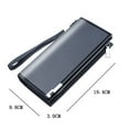 thumbnail image 3 of Fashion Men ID Long Wallet Solid Color Bag Zipper Purse Multiple Card Slots Clutch Bag, 3 of 6
