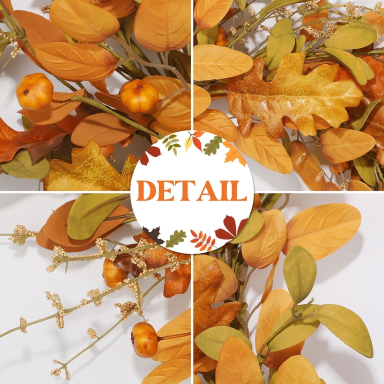 Scidweet 22 Inch Fall Wreath, Artificial Mixed Leaves photo 5