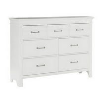 Benjara BM314232 55 in. Candy 7 Drawers Nickel Bar Handles White Solid Wood Dresser