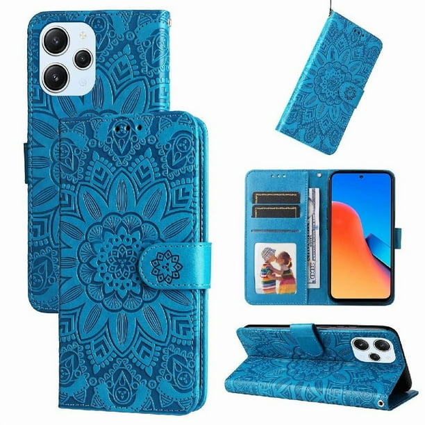 Funda tipo cartera GANGXUN para Xiaomi Redmi 12 4G , diseño girasol, cuero PU, soporte, cierre magnético, tarjetero