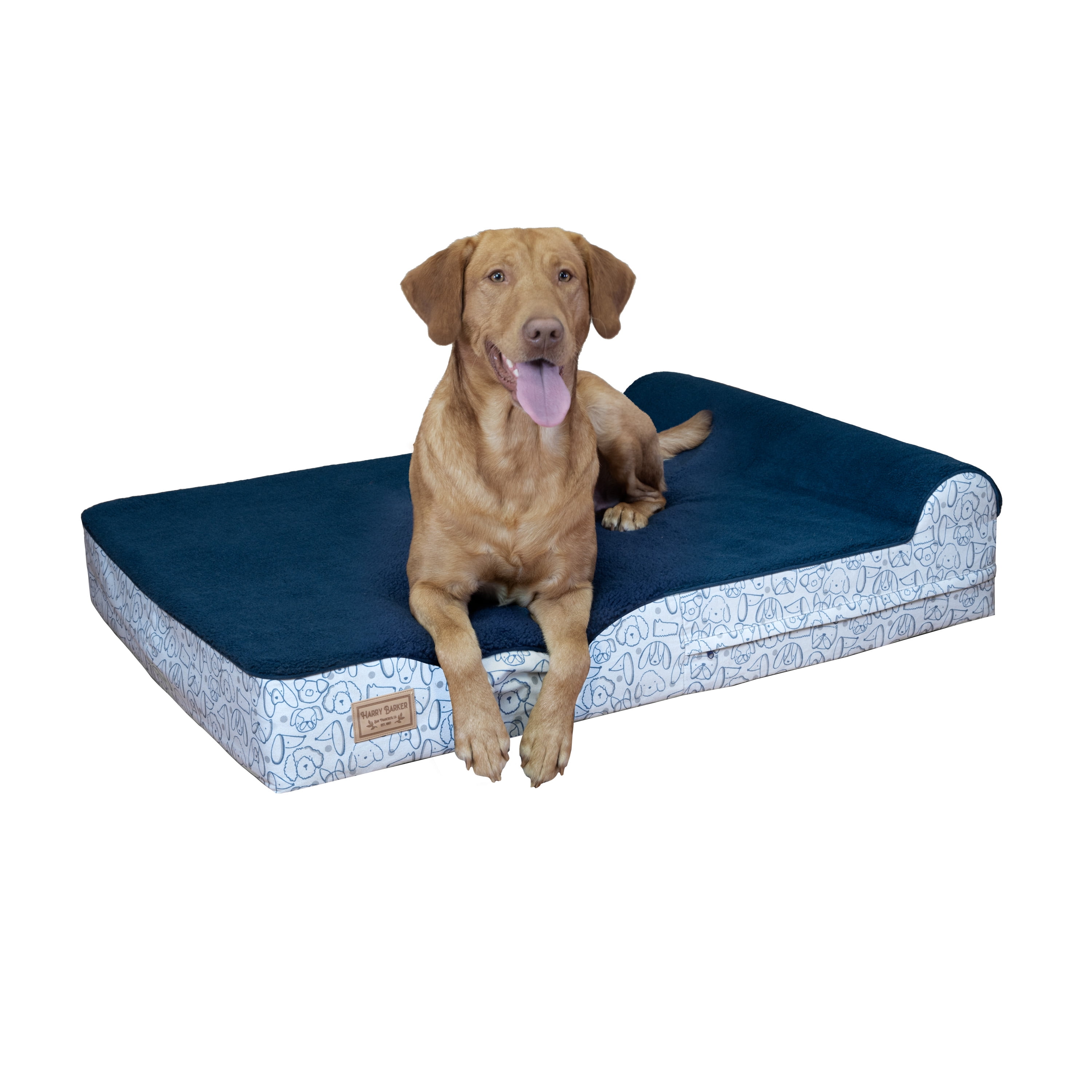 Harry Barker Premium Waterproof Orthopedic Pet Bed, 11 Inches Thick, BLue, XL