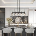 thumbnail image 5 of LNC Modern 5-Light LED  Matte Black and Electroplated Brass Linear Kitchen Island Pendant Light with Smoke-gray Ripple Glass Shades, 5 of 16