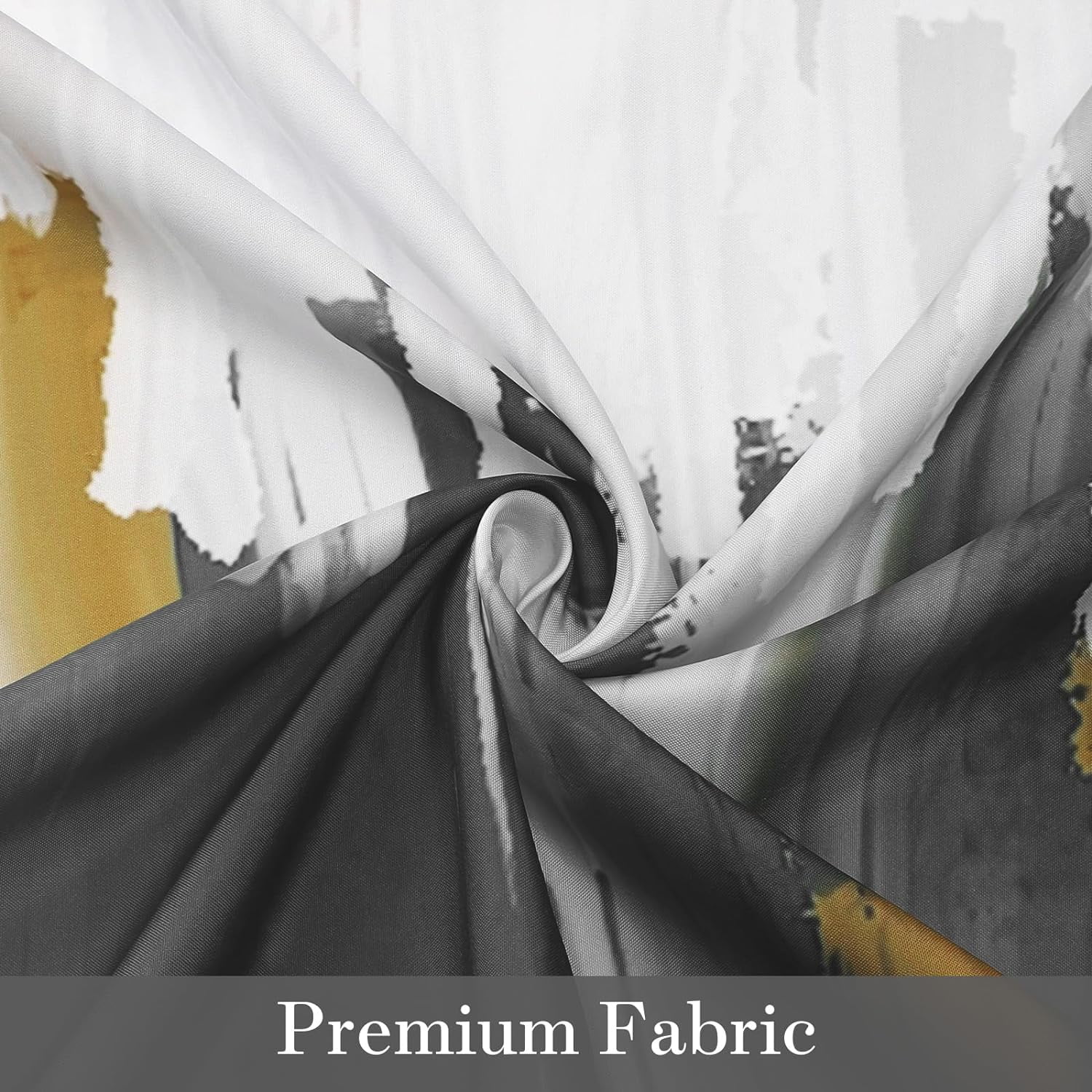 Zrodlmo Abstract Black Ombre Fabric Shower Curtain and Rug Sets, 16pc Modern Bathroom Curtain Sets, 72" x 72", Black