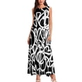 thumbnail image 3 of Abstract Graffiti Dress Black and White Kawaii Maxi Dress V Neck Custom Bohemia Long Dresses Aesthetic Oversized Vestido, 3 of 7