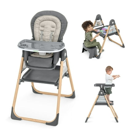 Ingenuity Proper Positioner Create Up! Multi-Mode Folding High Chair, Convertible Activity Desk, 9 Modes of Use, Ages 0M-5Y, Wesley